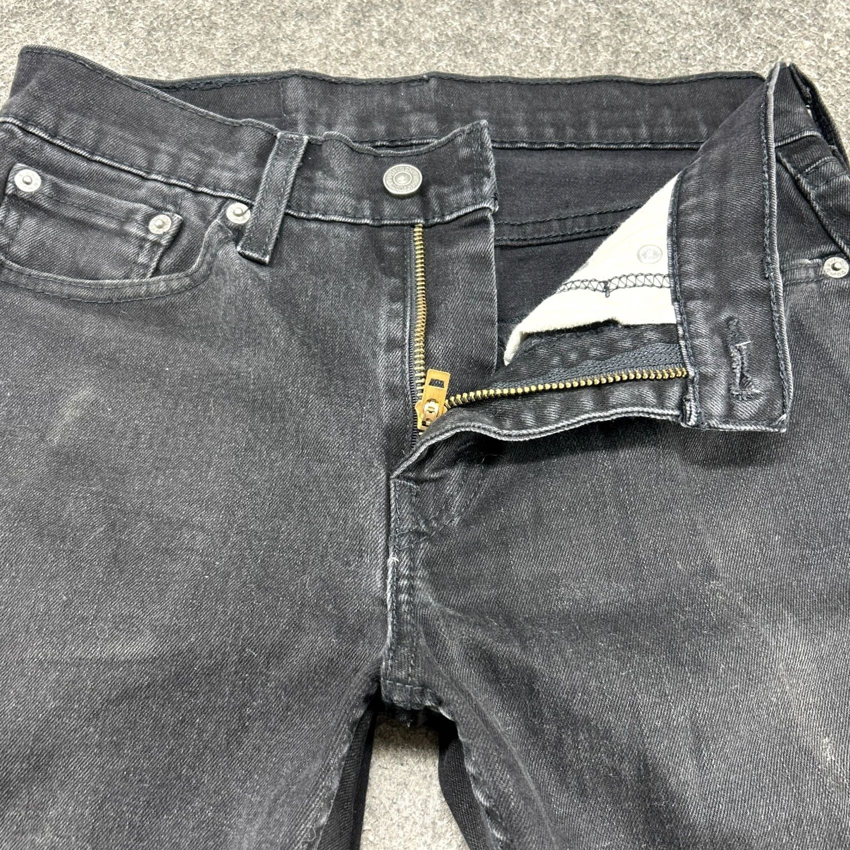 Levi's Levi's 512 Jeans Mens 28x32 Black Dark Wash Slim Fit Stretch Denim Tapered 5-Pocket Regular Rise Mid Handled Zip Button Logo Zipper 32 Inseam Size US 28 / EU 44 - 2 Thumbnail
