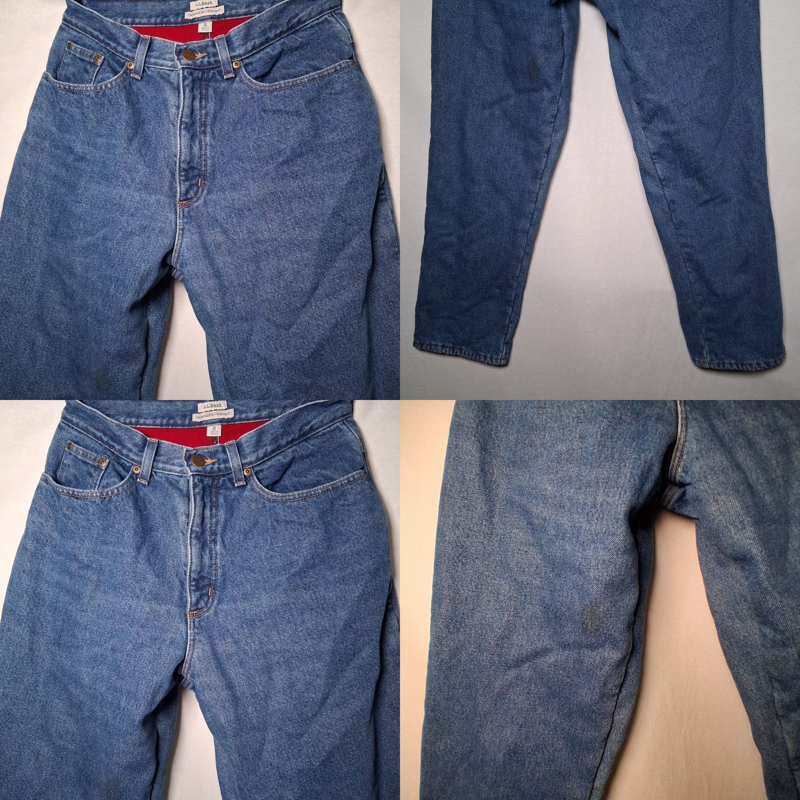 Vintage LL Bean Jeans Women 10 Reg Blue Denim Work Pants 5-Pocket Lined Fleece Winter READ Size 32" / US 10 / IT 46 - 9 Thumbnail