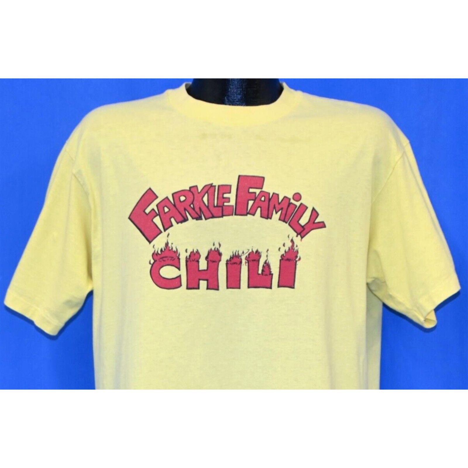 image of Hanes Vintage 90's Farkle Family Chili Farkle Attack Comedy Recipe 2 Sided T-Shirt XL in White, Men