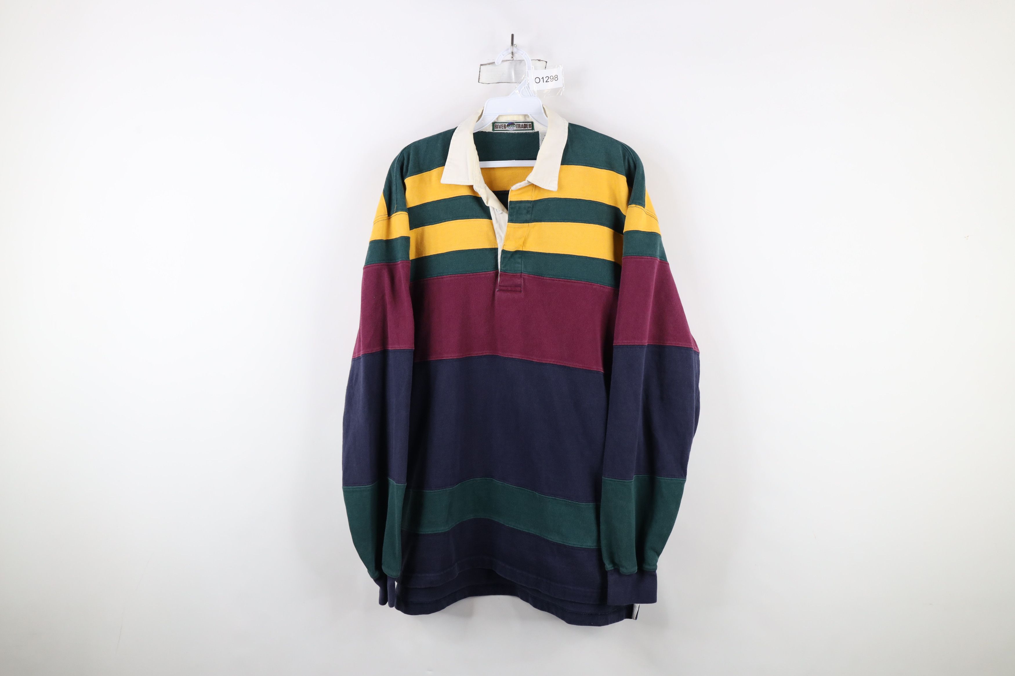Vintage Vintage 90s Streetwear Striped Long Sleeve Rugby Polo Size US XL / EU 56 / 4 - 1 Thumbnail