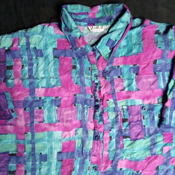 Vintage Vintage JMJ Abstract Geometric Silk Button Shirt Size US XXL / EU 58 / 5 - 1 Thumbnail