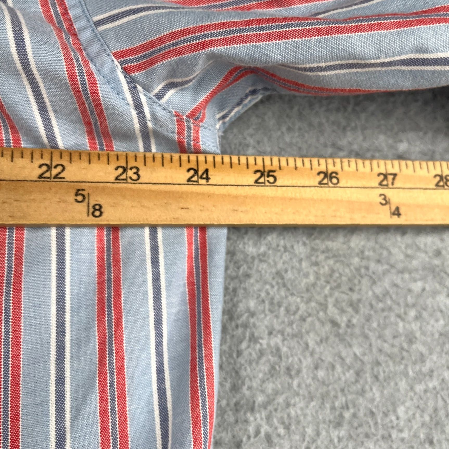 Vintage L.L. Bean Shirt Striped Button-Up Long Sleeve Blue Red Mens Regular Size L Size US L / EU 52-54 / 3 - 6 Thumbnail