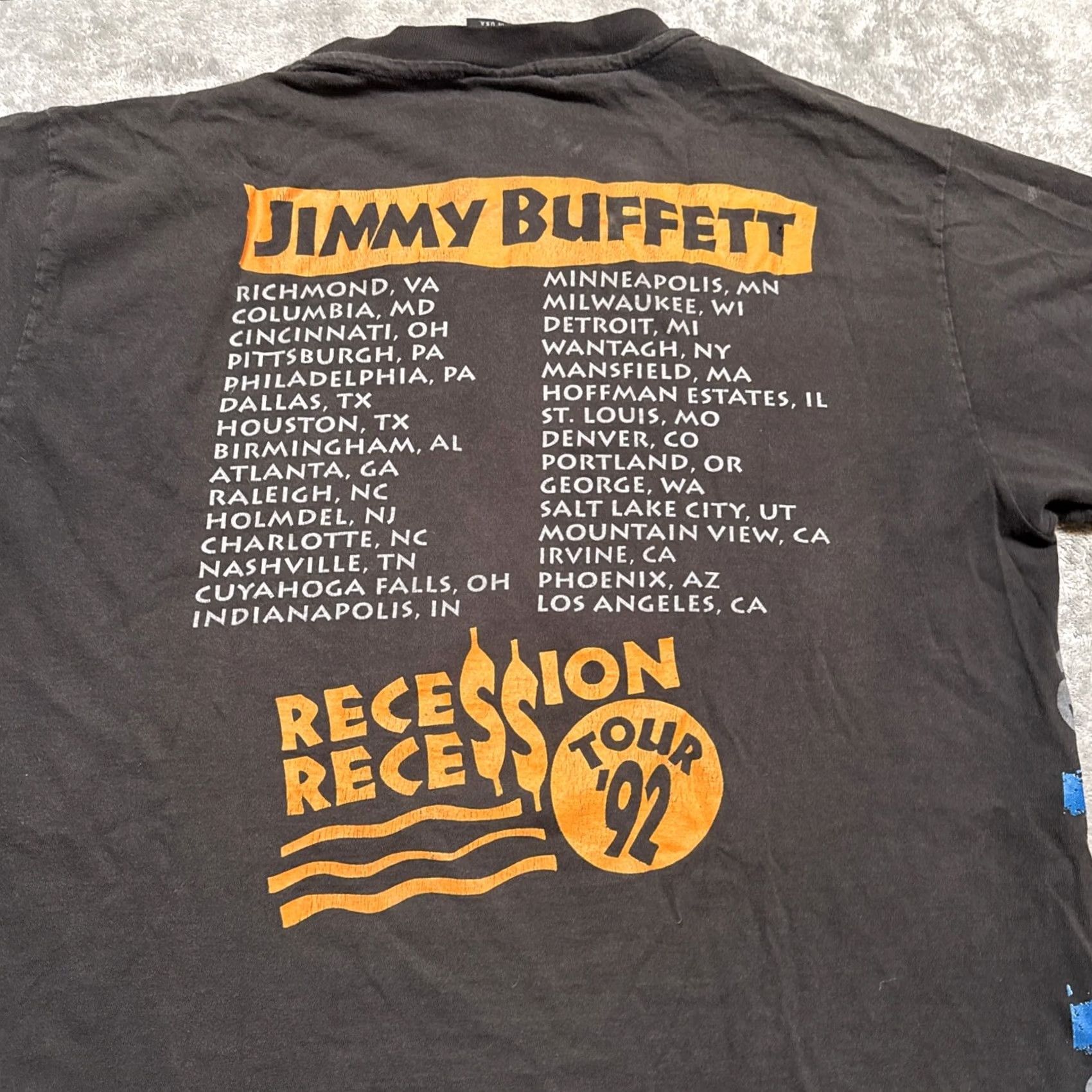 Vintage VINTAGE Jimmy Buffett Shirt 1992 Men’s XL Black Corona Recession Recess Tour Music Giant Size US XL / EU 56 / 4 - 6 Thumbnail