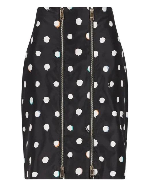 Fendi os11x0526 Falena Dots Printed Mini Skirt in Black Size 26" / US 2 / IT 38 - 1 Thumbnail