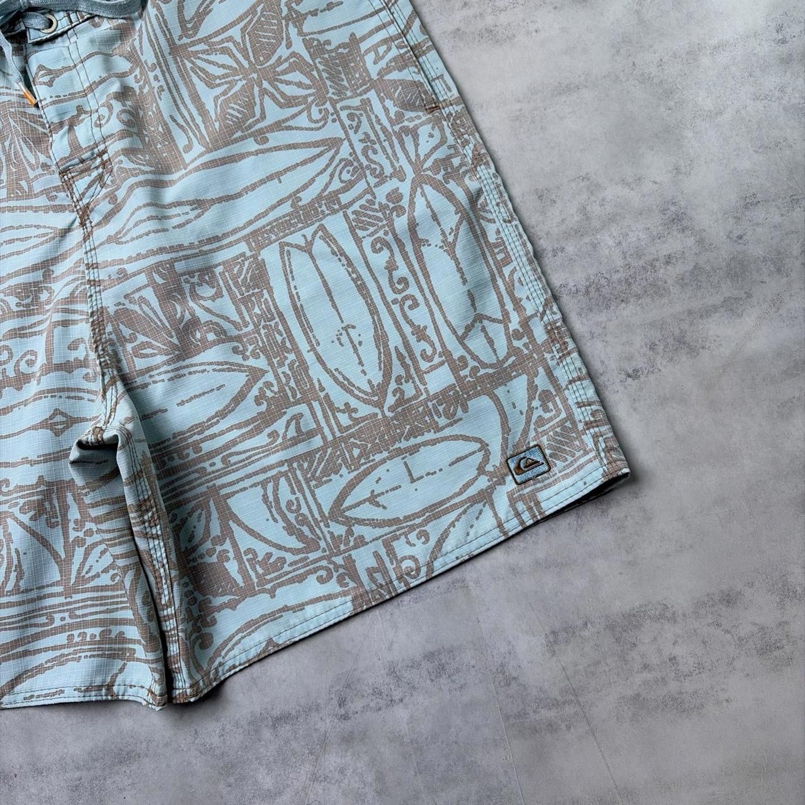 Quiksilver Y2K Blue Quiksilver Grunge Surf Aztec Baggy Board Shorts Size US 38 / EU 54 - 3 Thumbnail