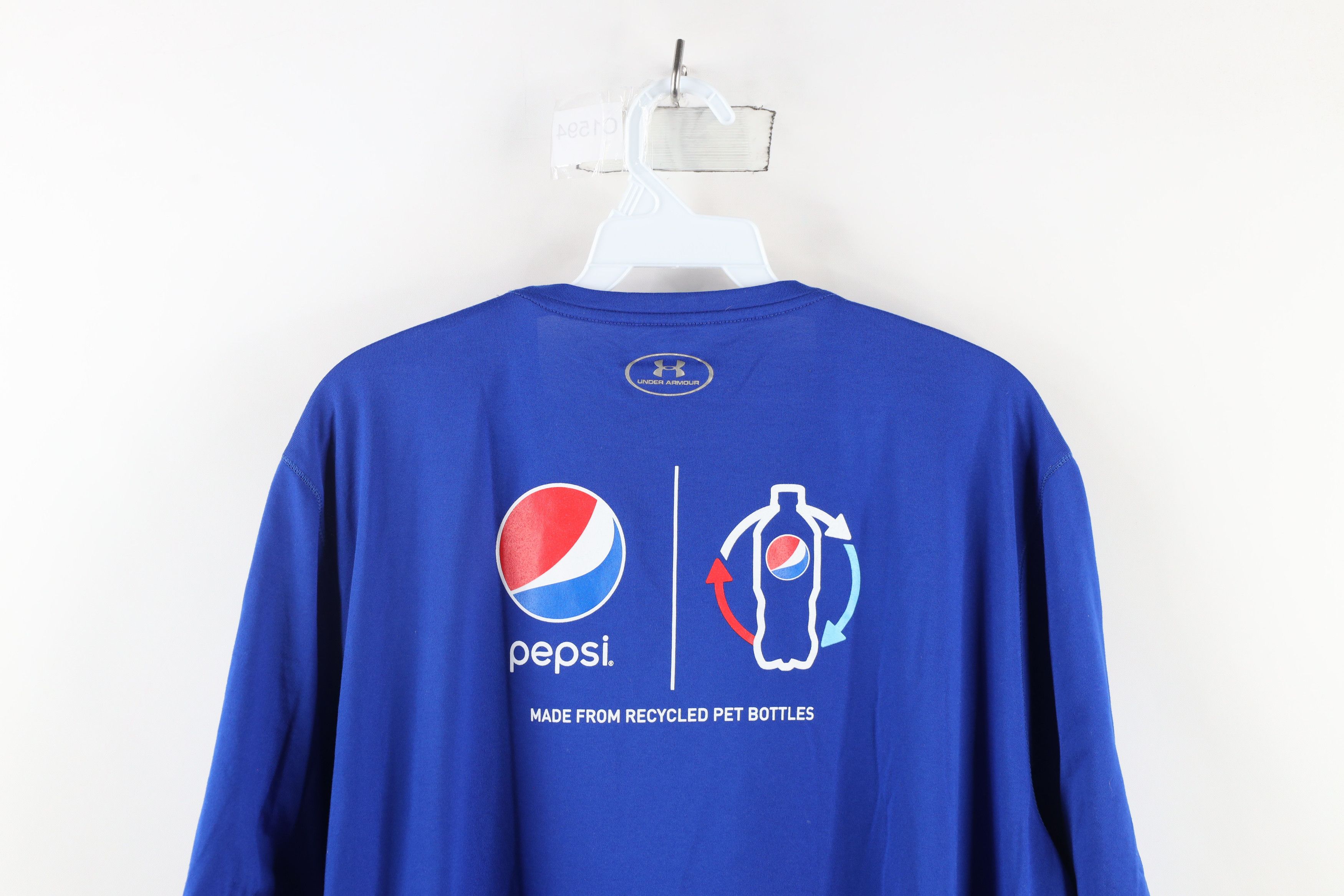 Under Armour × Vintage Under Armour Out HeatGear Pepsi Co Short Sleeve T-Shirt Blue Size US XL / EU 56 / 4 - 10 Thumbnail