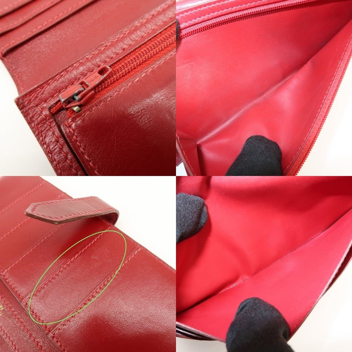 Hermes Hermes Bearn Classic Box Calf Bi-fold Long Wallet Red Size ONE SIZE - 7 Thumbnail