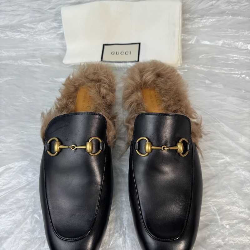 Gucci Gucci Black Wool Slip-On Loafers for Men - Size US 8 / EU 41 - 1 Thumbnail