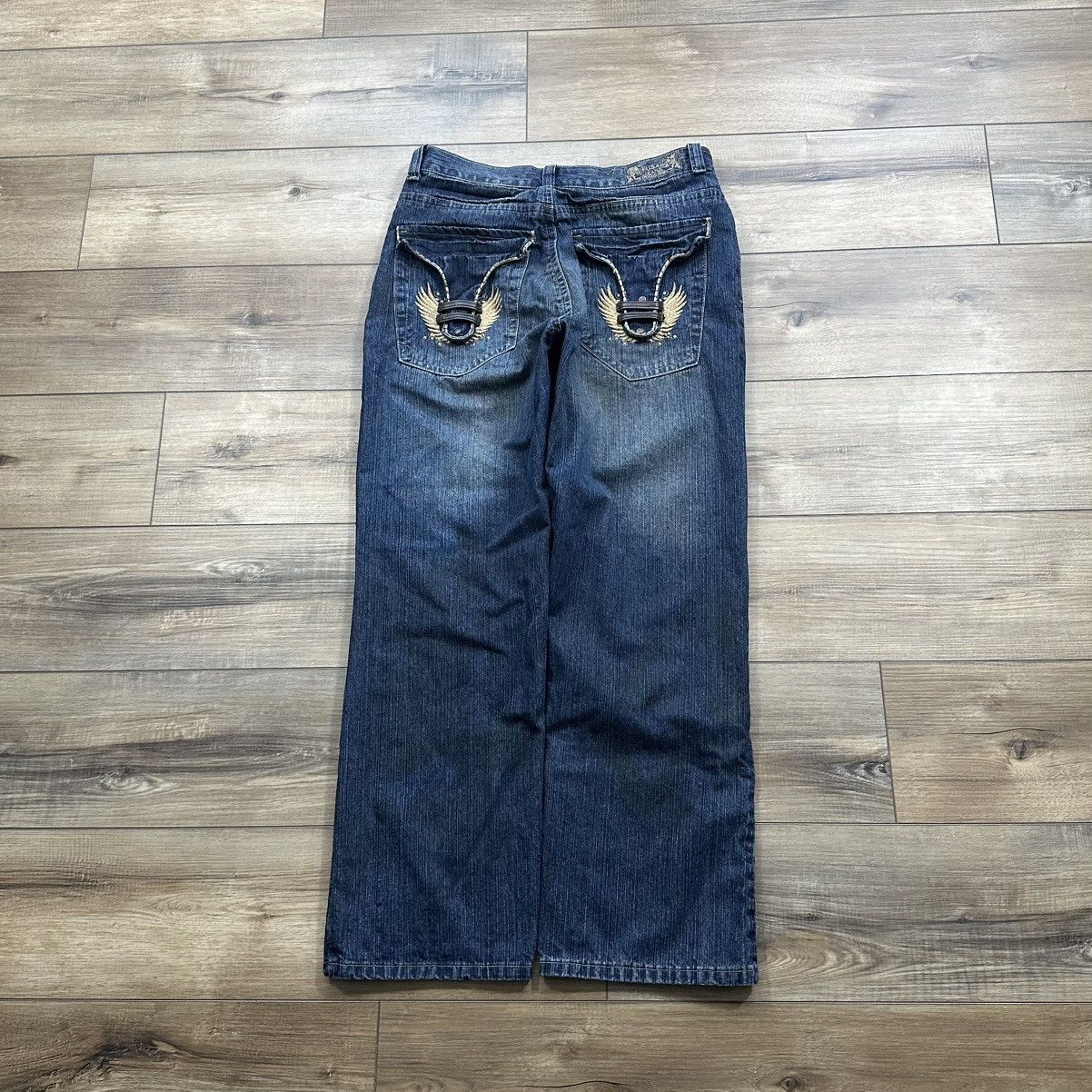 FUSAI Vintage 2000s Y2K Fusai Wide Leg Embroidered Jeans Size US 34 / EU 50 - 6 Thumbnail