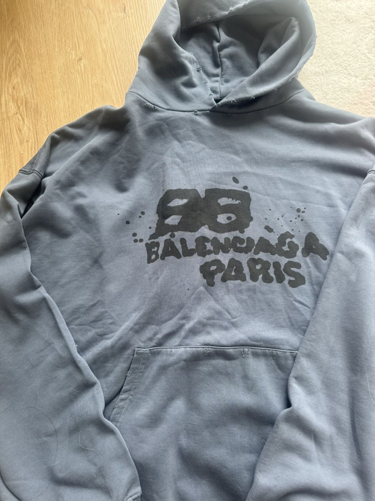 Balenciaga Balenciaga Navy Splash-ink hoodie Size US M / EU 48-50 / 2 - 3 Thumbnail