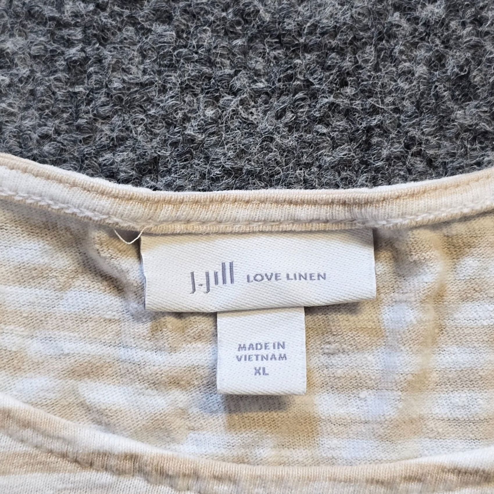 J. Jill J. Jill Top Womens XL Beige Stripe Short Sleeve Linen Blend Stretch Capsule Shirt XS? Size XL / US 12-14 / IT 48-50 - 4 Thumbnail