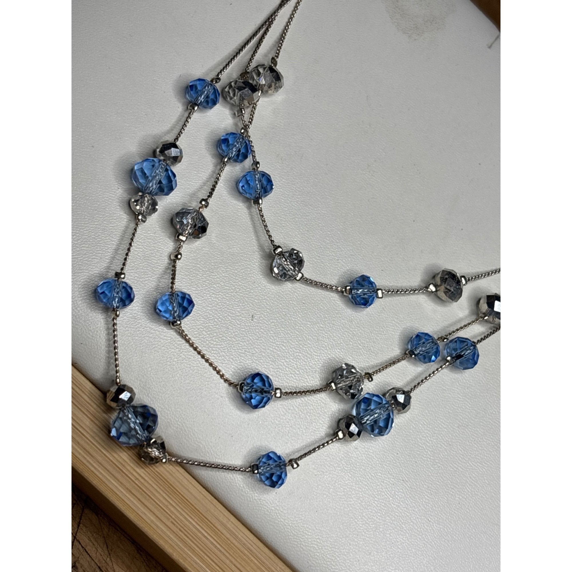 Other Multi-Strand Silver Necklace With Blue & Clear Beads Size ONE SIZE - 8 Thumbnail