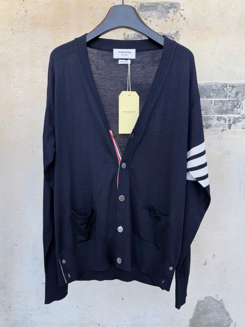 Thom Browne THOM BROWNE Classic Wool Base Striped 5-Button Cardigan 250 Size US XL / EU 56 / 4 - 1 Thumbnail