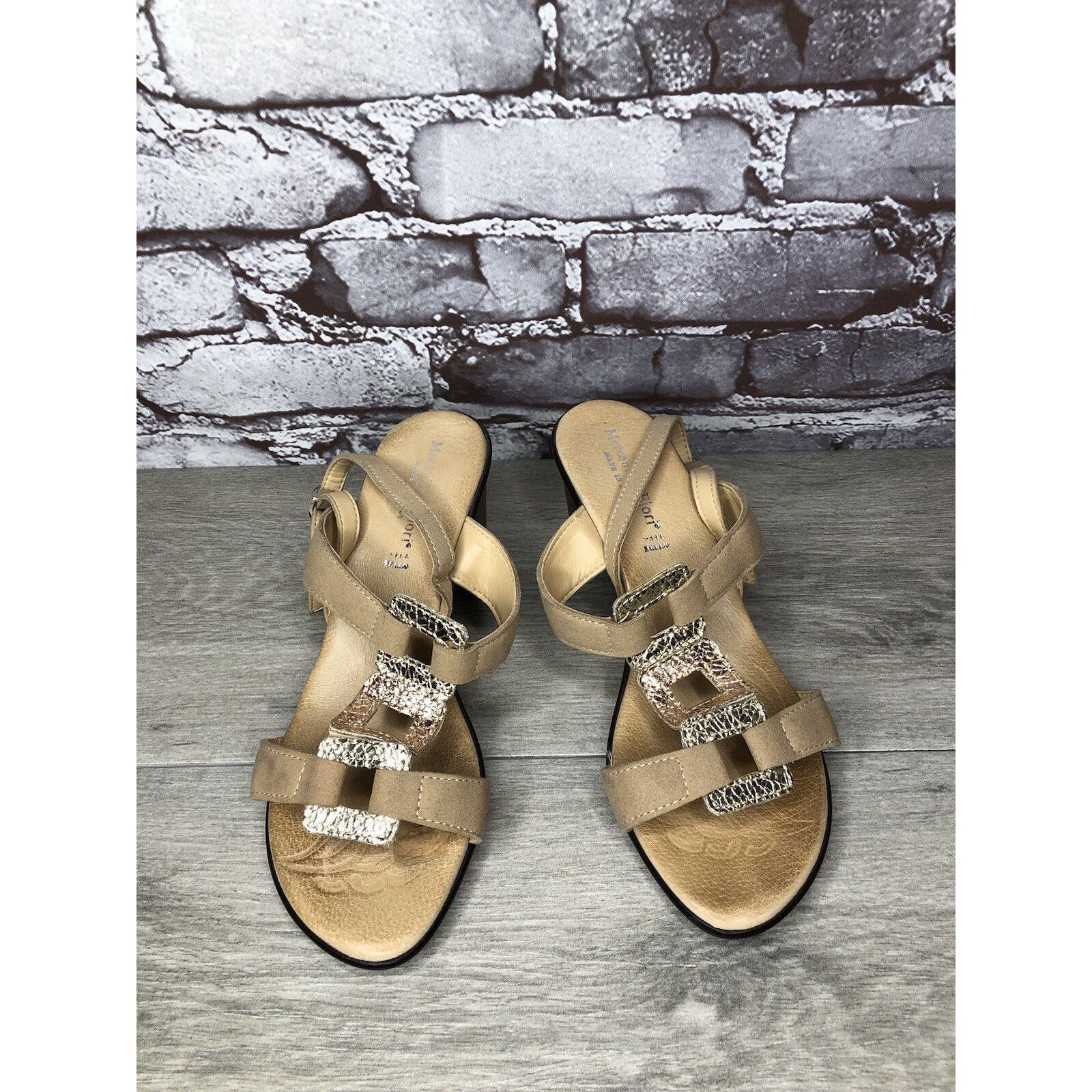 Other Mercante Di Fiori Tan Leather Ankle Strap Heel Sandals Women Size US 7.5 / IT 37.5 - 2 Thumbnail