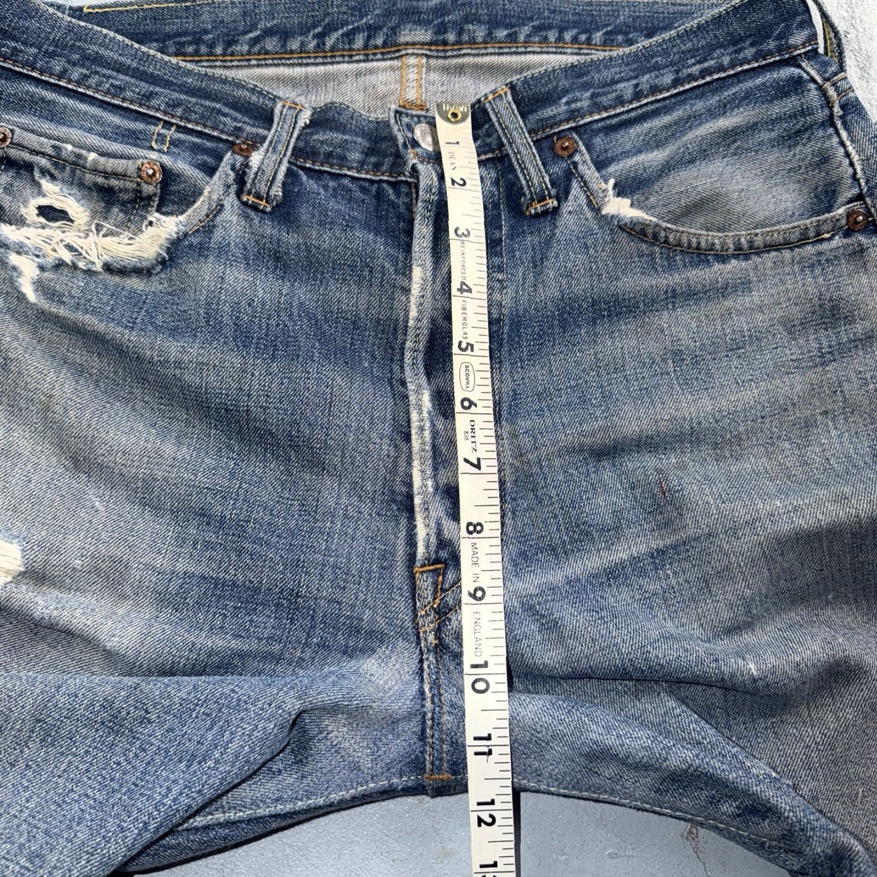 Levi's VINTAGE Levi's 501 Jeans Men 31x30 Blue Denim USA 1960s Redline Selvedge 60s 66 XX Flat Front Straight Size US 31 - 7 Thumbnail
