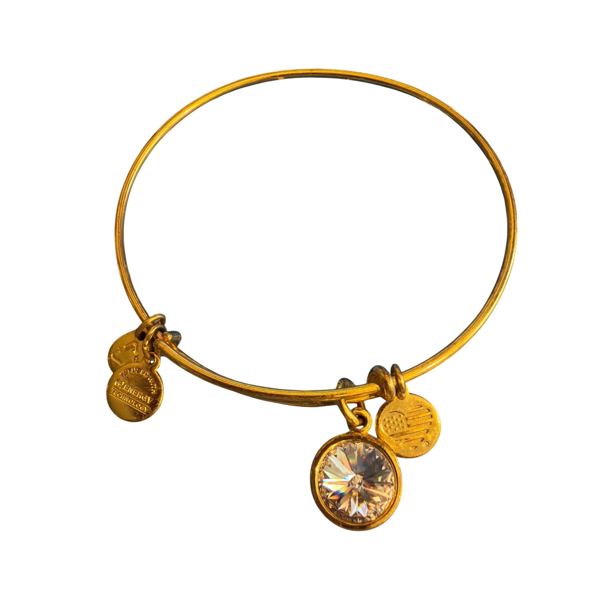 Other 2 Alex And Ani Gold Tone Crystal Charm Bangle Bracelets Gree Size ONE SIZE - 5 Thumbnail