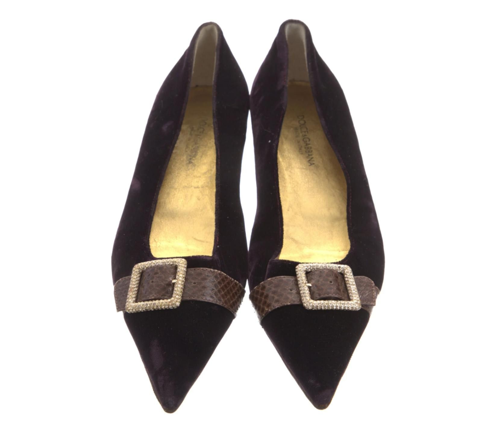 Dolce & Gabbana Dolce & Gabbana Purple Velvet Flats, Sz IT 37.5 US 6.5 Size US 6.5 / IT 36.5 - 3 Thumbnail