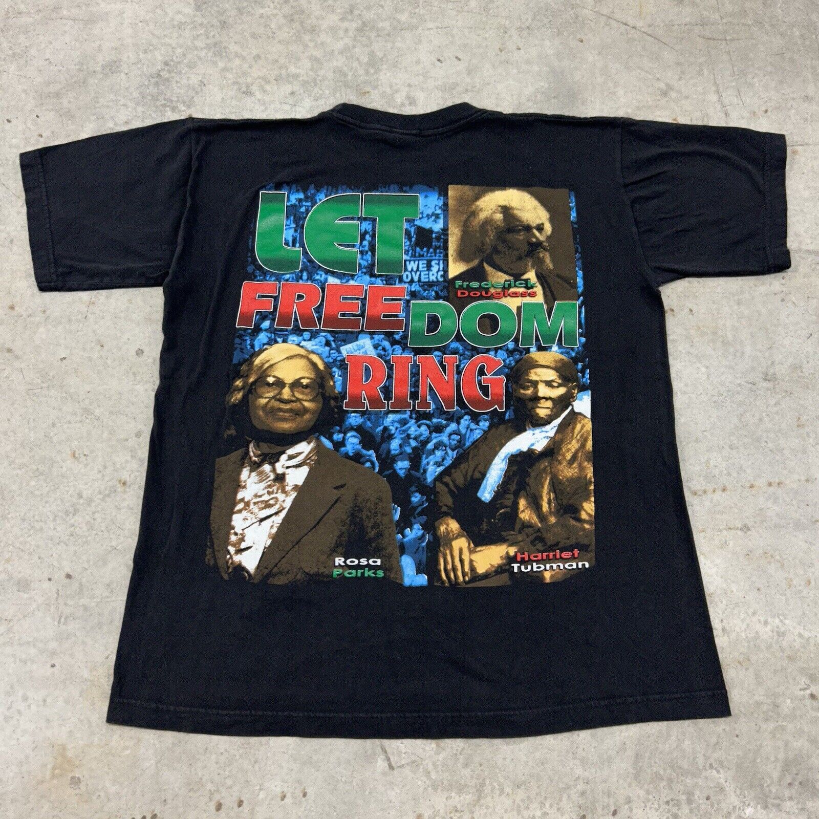 Rap Tees × Vintage Vintage 90s Black History Let Freedom Ring Rap Tee Black BHM Size US L / EU 52-54 / 3 - 1 Thumbnail