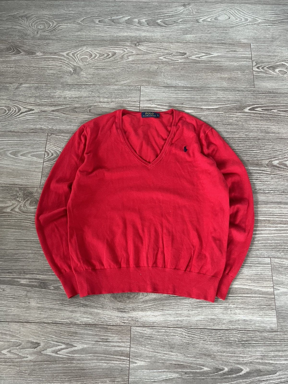 Polo Ralph Lauren × Vintage ‼️Vintage Polo Ralph Lauren Knit Logo V Neck Sweater‼️ Size US L / EU 52-54 / 3 - 8 Thumbnail
