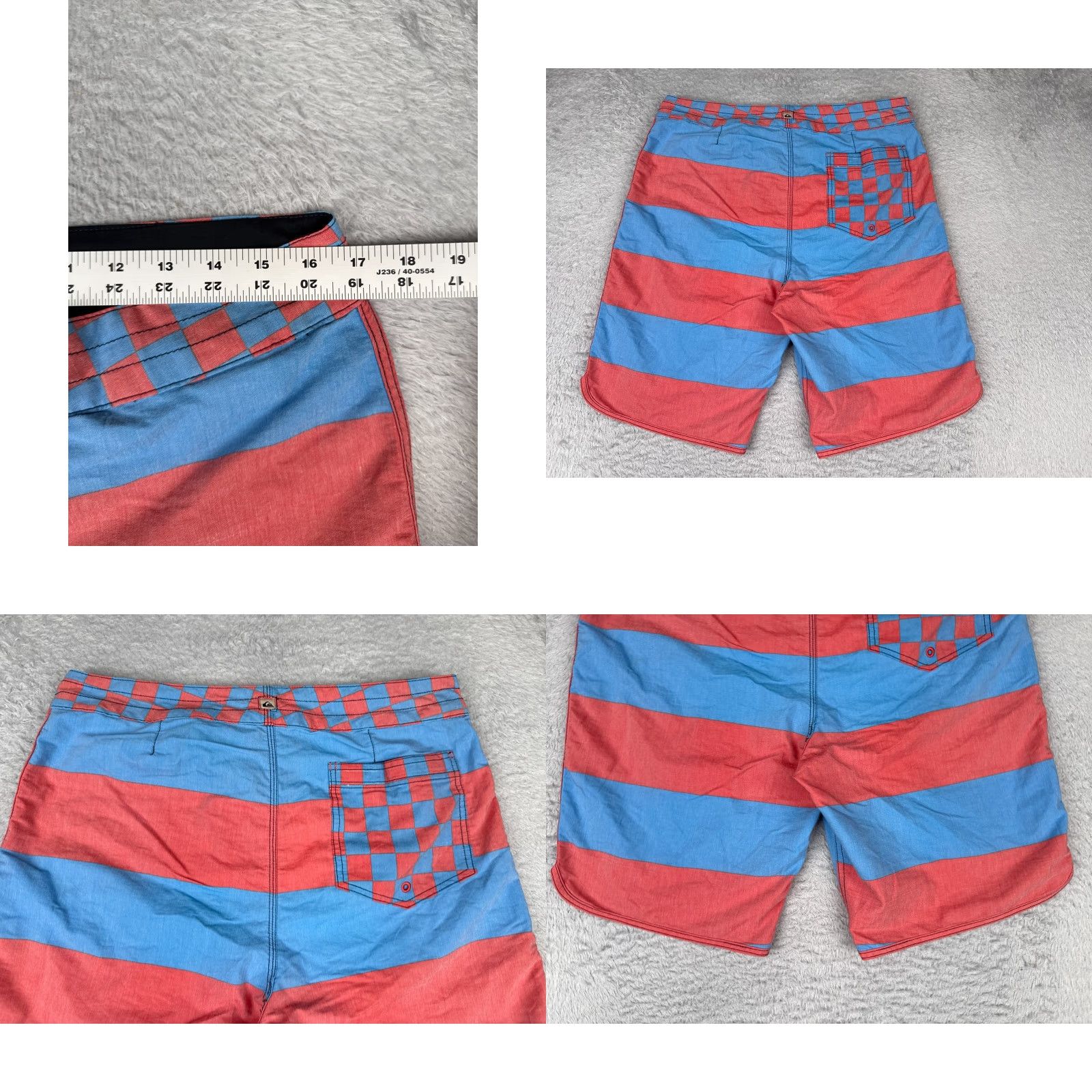 Quiksilver Quiksilver Board Shorts Men’s 36 Blue Red Stripe Checkered 35x10 Trunks Swim Trunks Beach Classic Size US 36 / EU 52 - 10 Thumbnail