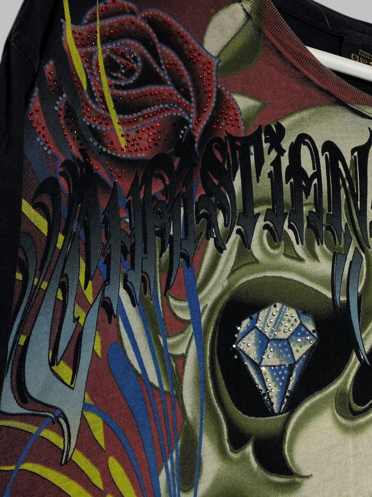 Christian Audigier 🔥 Y2K CHRISTIAN AUDIGIER SKULL ROSES TATTOO TEE GOTHIC VIBES Size US XL / EU 56 / 4 - 4 Thumbnail