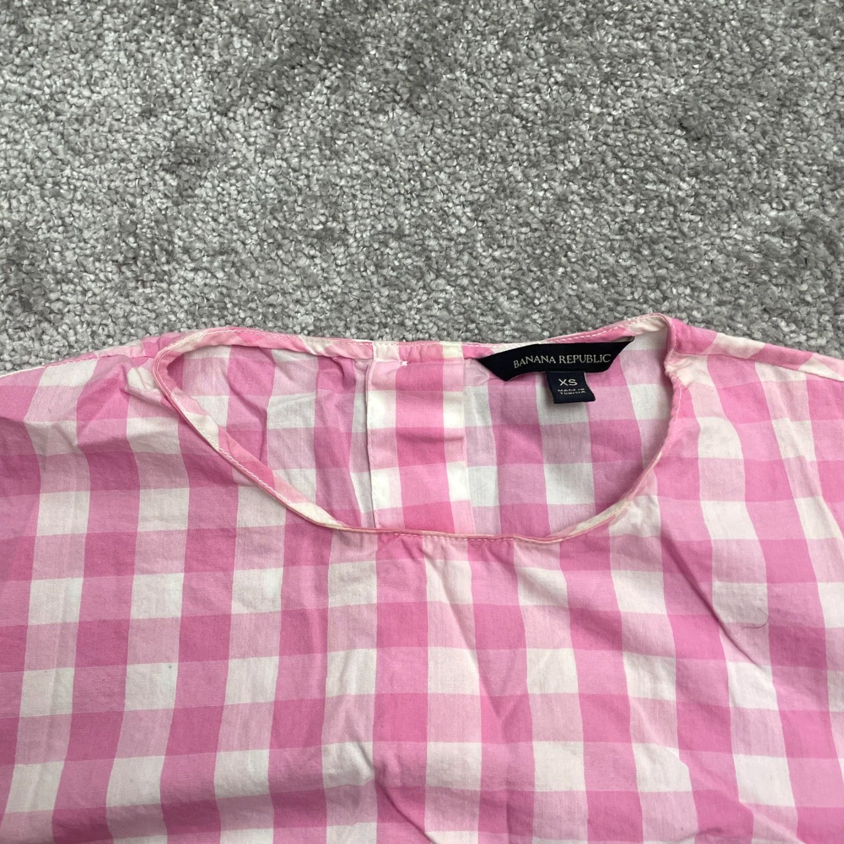 Banana Republic Banana Republic Blouse Womens XS Pink White Check Tie Sleeve Back Button Casual Size XS / US 0-2 / IT 36-38 - 3 Thumbnail