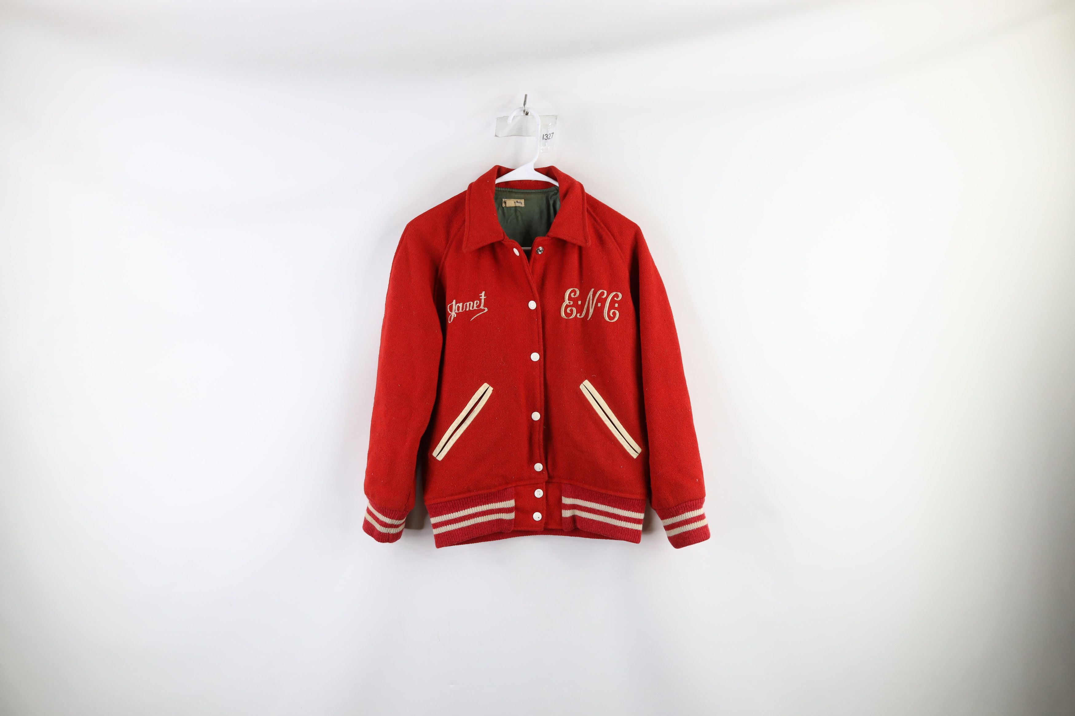 Vintage Vintage 50s 60s Wool Leather Varsity Bomber Jacket Red USA 
