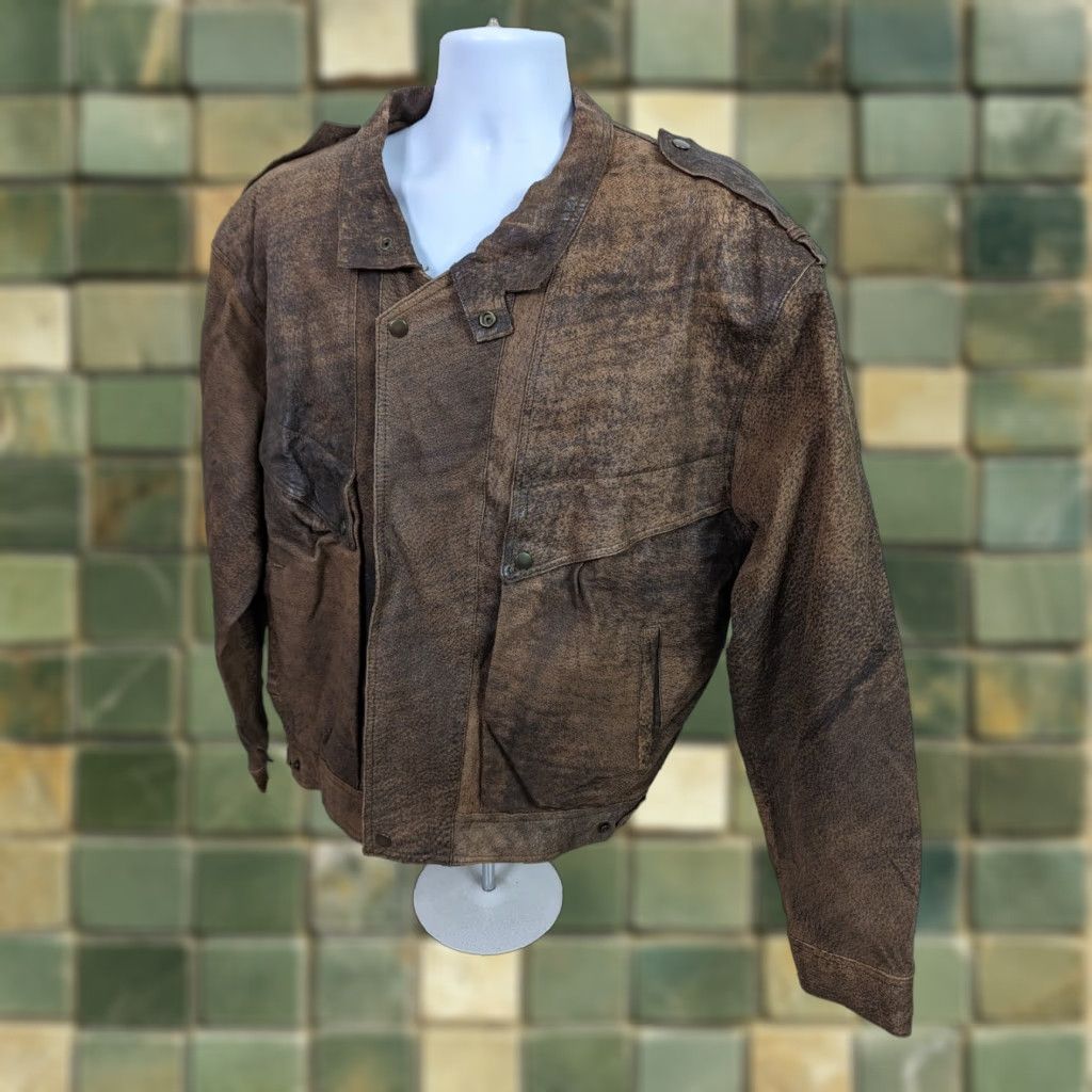 Vintage VINTAGE Brown Leather Bomber Jacket Coat Mens XL Flight 90s Aviator Size US XL / EU 56 / 4 - 1 Thumbnail