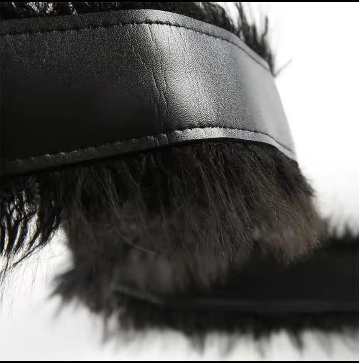 Designer × Vintage PU Leather Punk Fur Belt Super Soft Size ONE SIZE - 3 Thumbnail