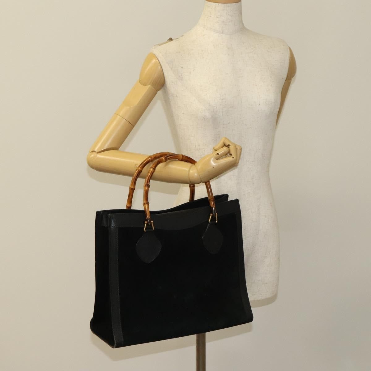 Gucci GUCCI Bamboo Hand Bag Suede Black Gold 002 2853 0260 0 Size ONE SIZE - 20 Thumbnail