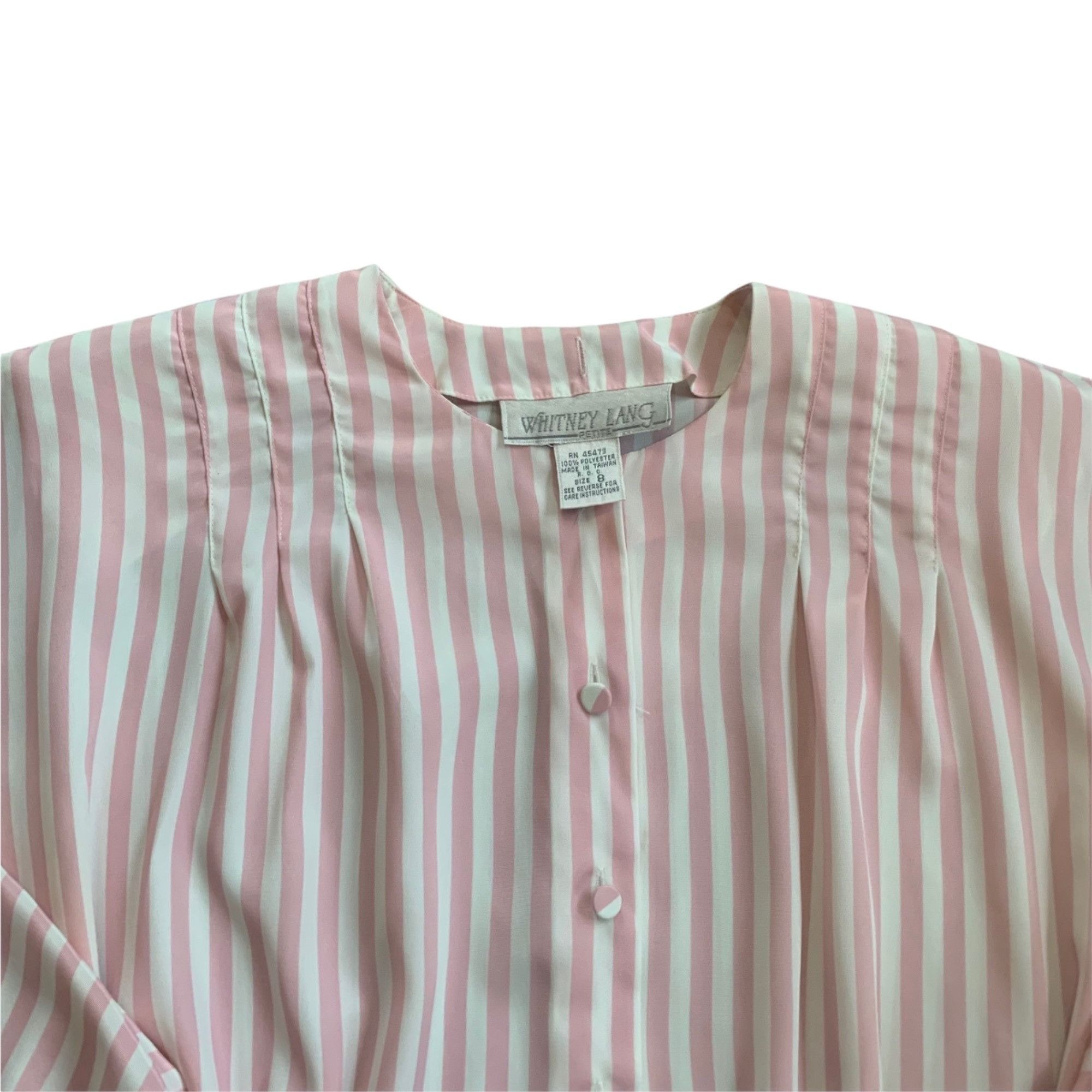 Vintage Vintage Whitney Lang Petite Striped Pastel Goth Blouse 8 Size M / US 6-8 / IT 42-44 - 4 Thumbnail
