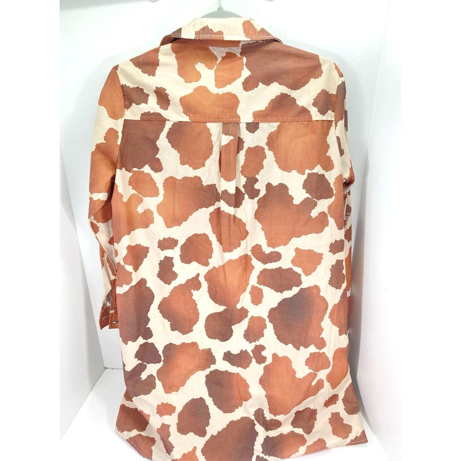Lucky Brand Lucky Brand Tunic Shirt Women Small Brown Giraffe Print Button Long Sleeve Western Size S / US 4 / IT 40 - 6 Thumbnail