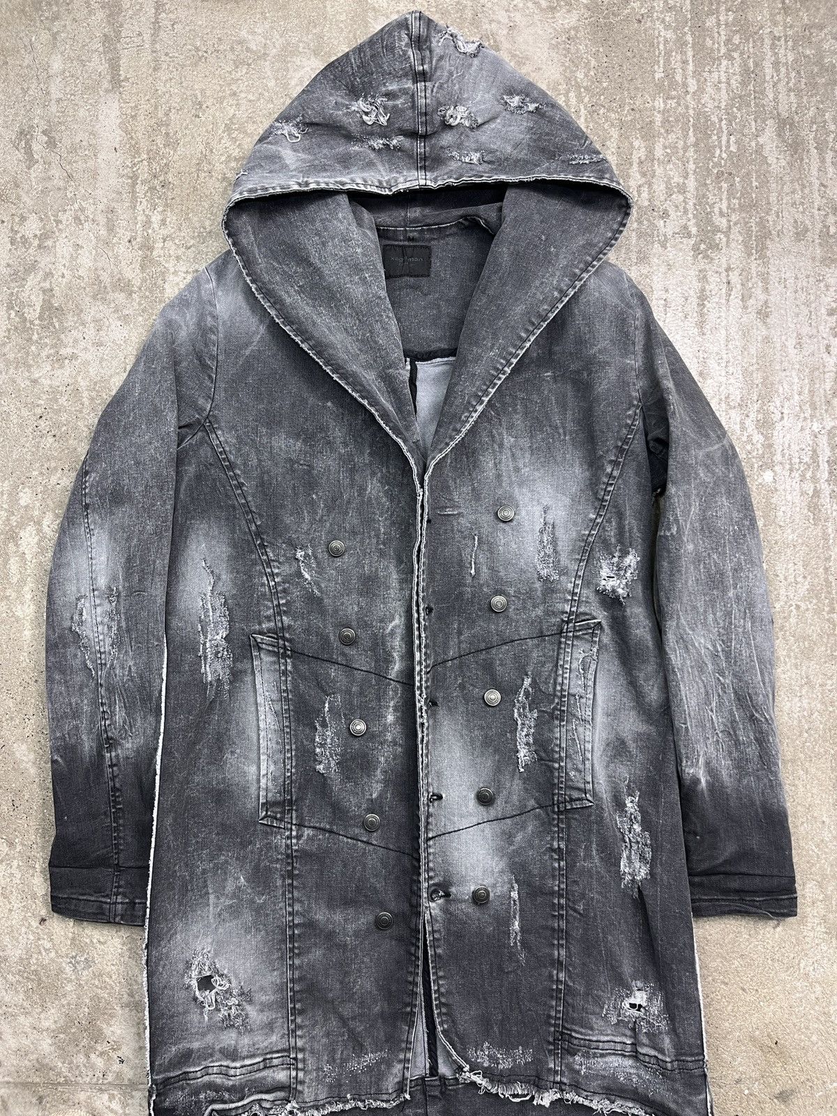 Xagon Man XAGON MAN ARCHIVE DISTRESSED FADED DENIM COAT JACKET - 2276 Size US M / EU 48-50 / 2 - 7 Thumbnail