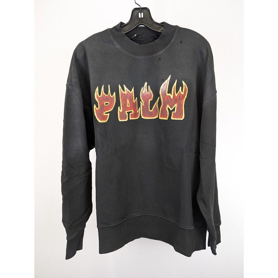 Palm Angels o1rshd1 Logo Flames Vint Crewneck Sweater in Black/Red Size US L / EU 52-54 / 3 - 3 Thumbnail