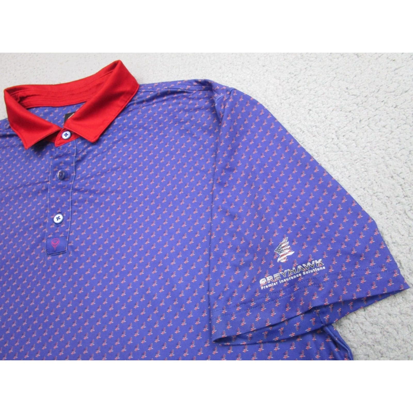 Vintage Good Boy Golf Polo Shirt Mens XL Blue Wicking Short Sleeve Collared Polo Blue Patriotic Eagle American Flag Good Boy Golf Men's Polo XL Blue Size US XL / EU 56 / 4 - 3 Thumbnail