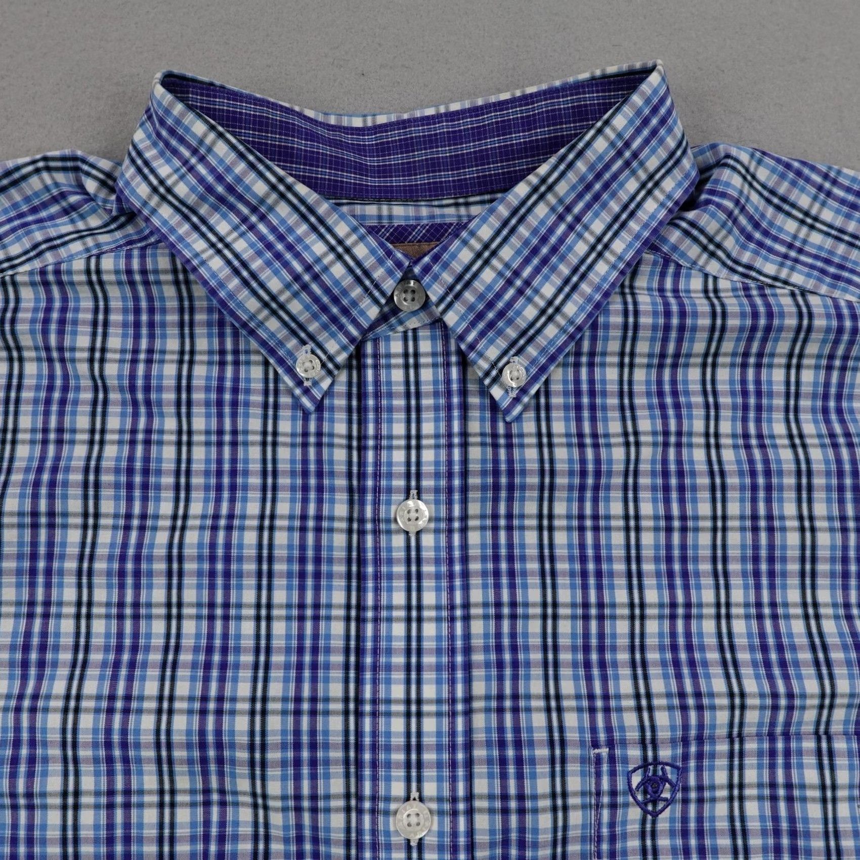 Ariat Ariat Shirt Mens XL Blue Plaid Button Up Western Work Long Sleeve Wrinkle Free Size US XL / EU 56 / 4 - 2 Thumbnail