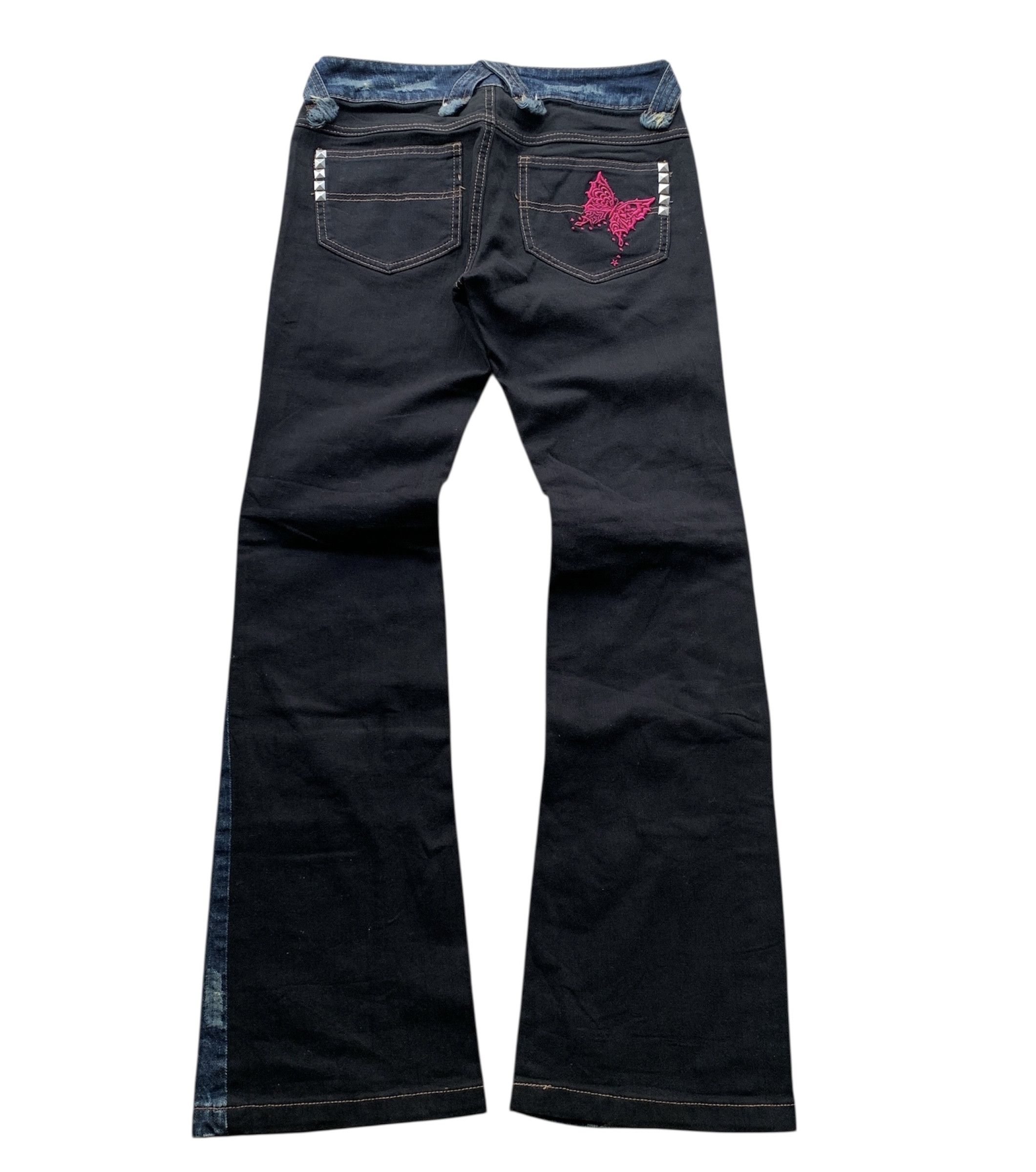 Japanese Brand Algonquins Distress Studded Punk Vkei ifsix LGB Flared Jeans Size 29" - 10 Thumbnail