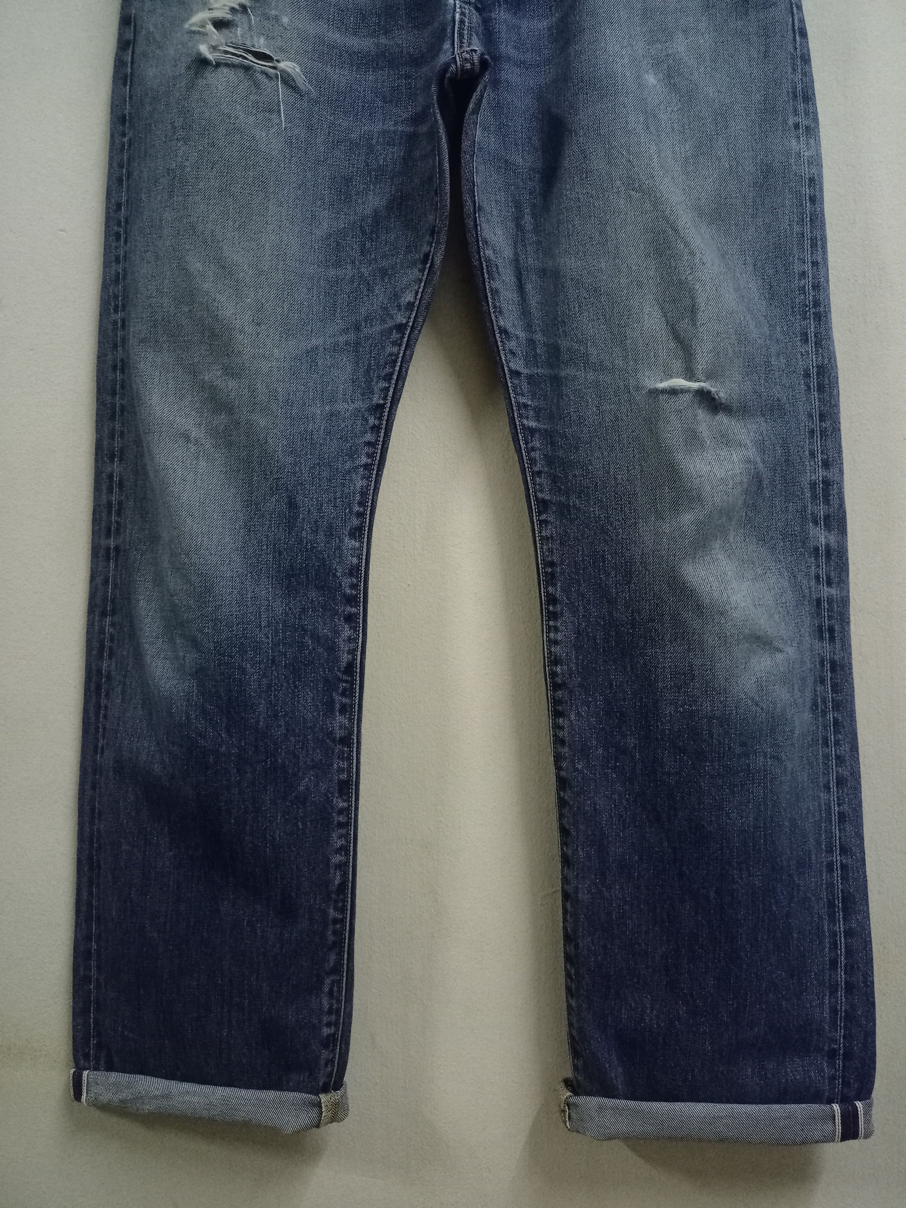 Japanese Brand × Uniqlo Vintage Japanese Uniqlo Blue Wash Baggy Selvedge Jeans Size US 35 - 6 Thumbnail