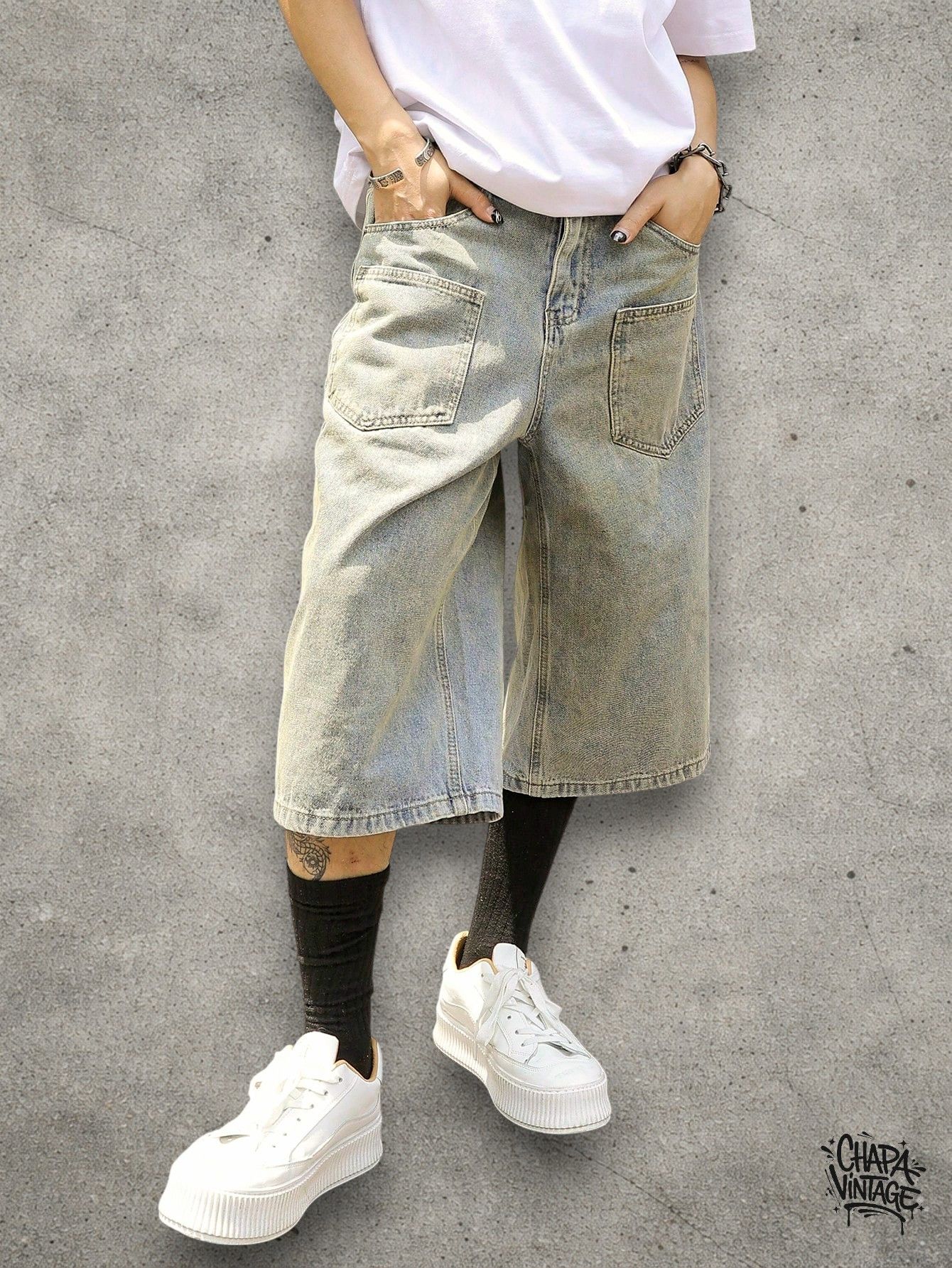 Japanese Brand Washed denim jorts Size US 32 / EU 48 - 3 Thumbnail