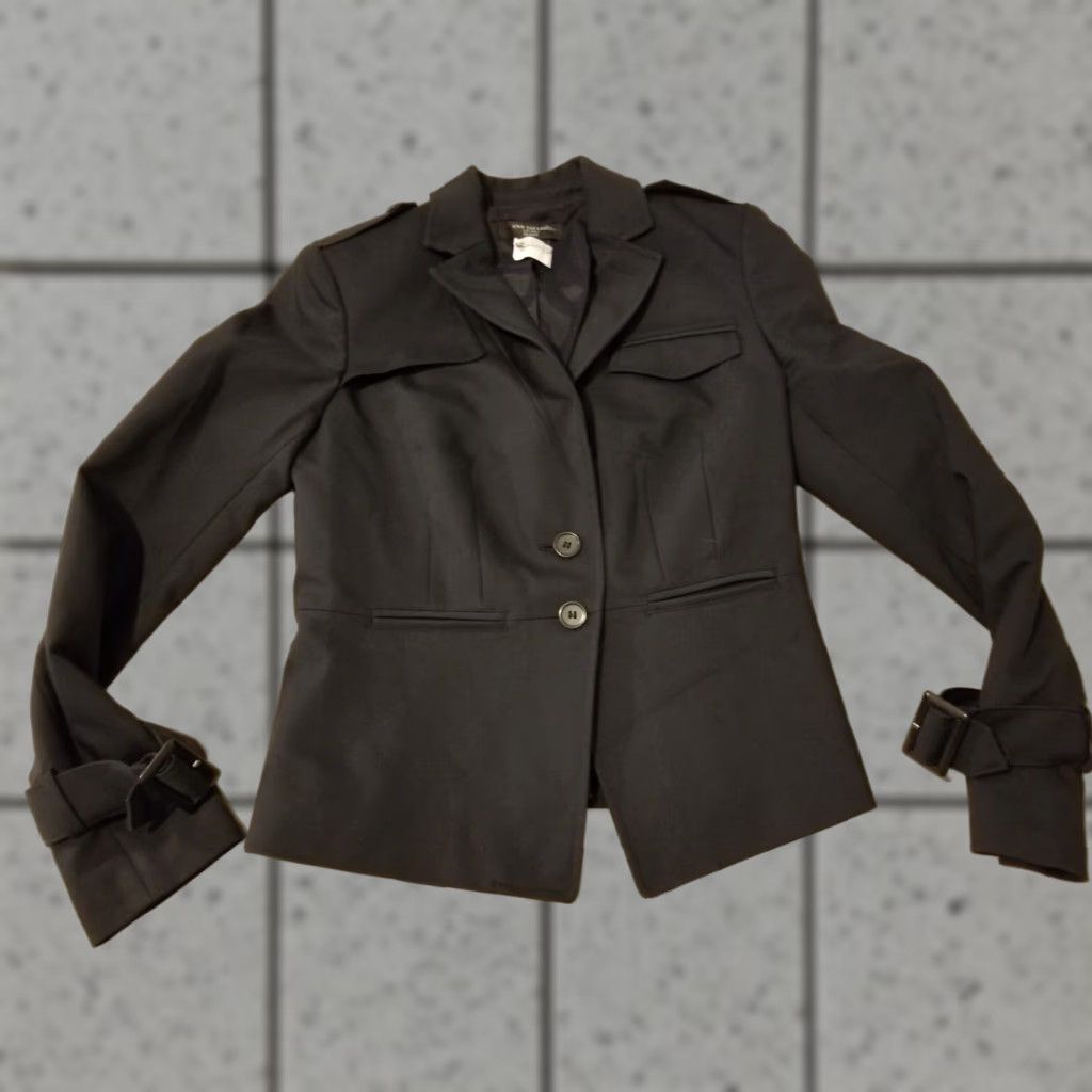 Ann Taylor VINTAGE Ann Taylor Blazer Jacket Sport 0P Petite Black Cotton Womens 3-in-1 Jacket Blazer Black 0P Petite Womens Size XS / US 0-2 / IT 36-38 - 1 Thumbnail
