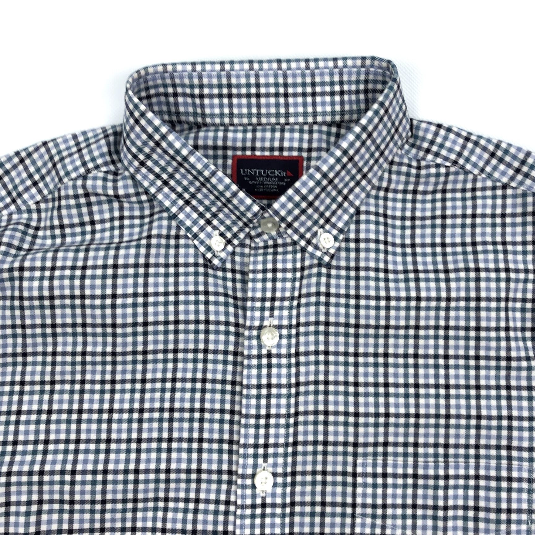 UNTUCKit UNTUCKit Men's M Slim Fit Wrinkle Free Button-Down Shirt Plaid Check Blue Green Black White Casual Business Casual Size US M / EU 48-50 / 2 - 3 Thumbnail