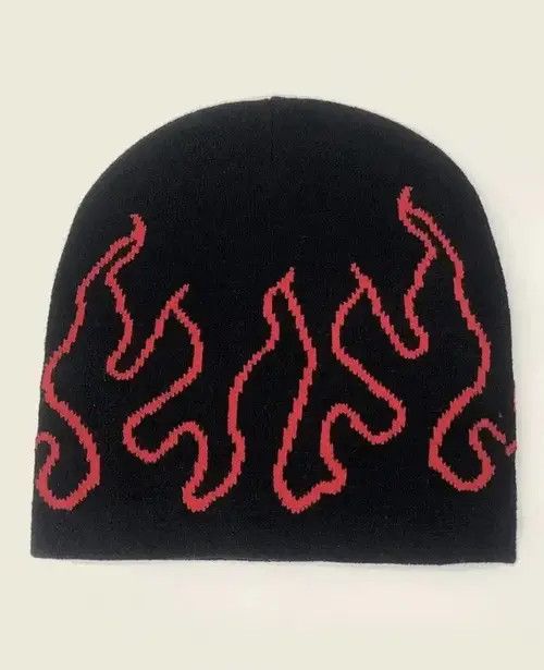 Japanese Brand Skull & Fire Pattern Beanie Size ONE SIZE - 4 Thumbnail