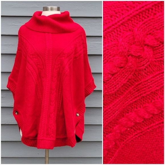 Talbots Talbots Red Cable Knit Round Poncho NWT New With Tags Size W Size M / US 6-8 / IT 42-44 - 6 Thumbnail