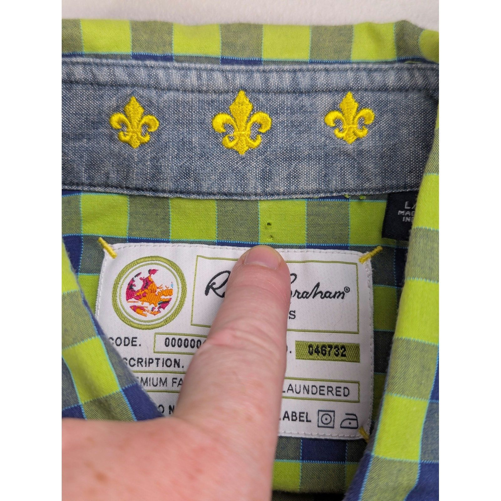 Robert Graham Robert Graham Shirt Green Blue Plaid Gingham Bright Bold Size US L / EU 52-54 / 3 - 10 Thumbnail