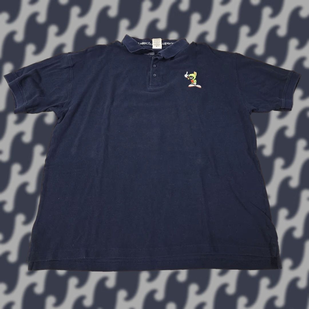 Vintage Marvin the Martian Polo Shirt Mens 2XL Navy Blue Intellectually Superior Looney Tunes Cart Film Union Studio Store Size US XXL / EU 58 / 5 - 1 Thumbnail