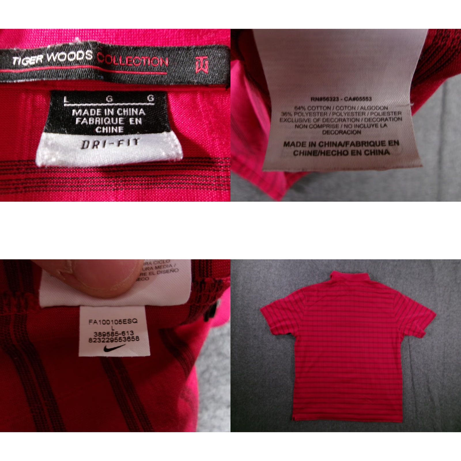 Nike Nike Tiger Woods Polo Shirt Mens L Red Striped Golf Casual Athletic Shirt Size US L / EU 52-54 / 3 - 9 Thumbnail