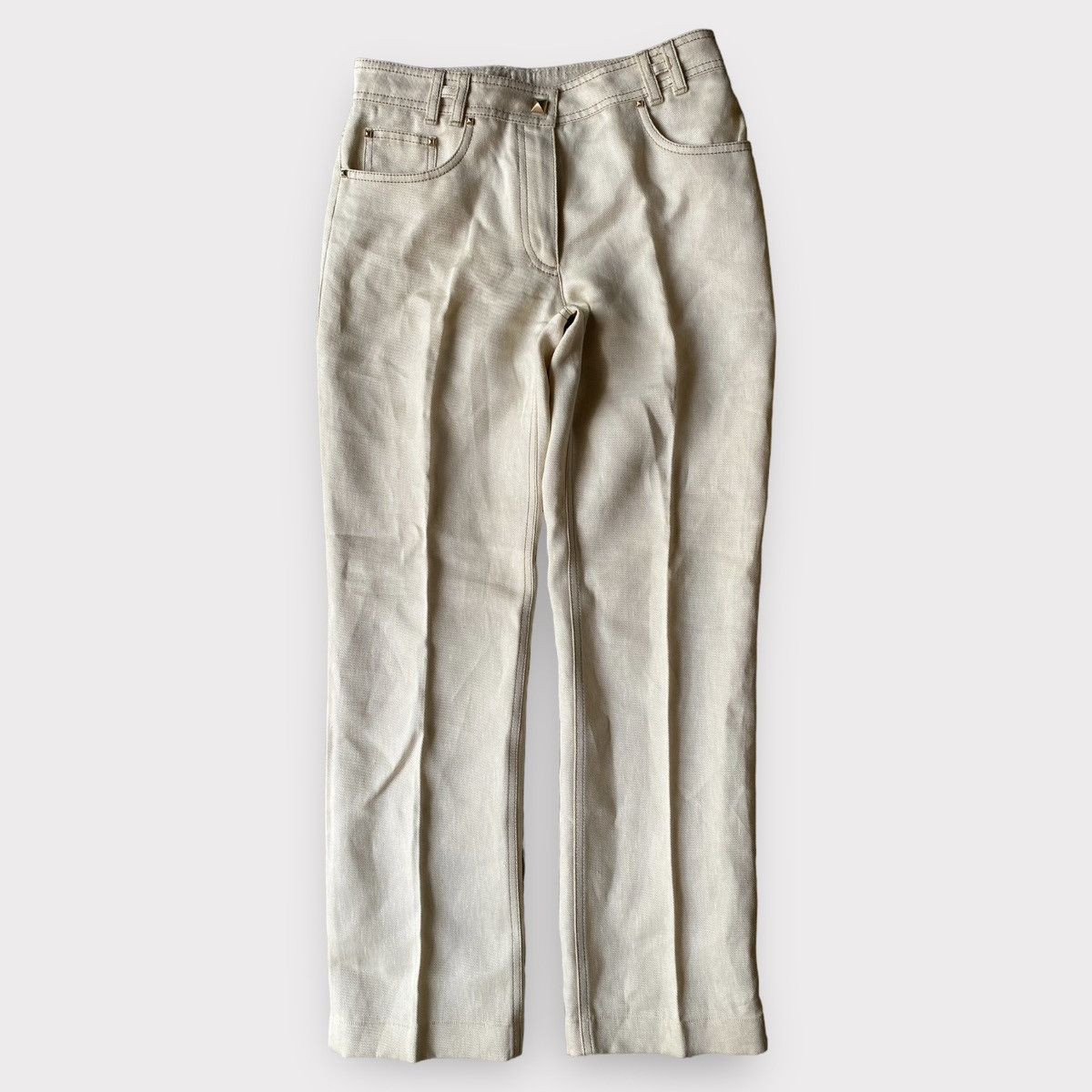 Hermes Hermes H Belt Loop With Studded Linen Pants By Gaultier Size 28" / US 6 / IT 42 - 2 Thumbnail
