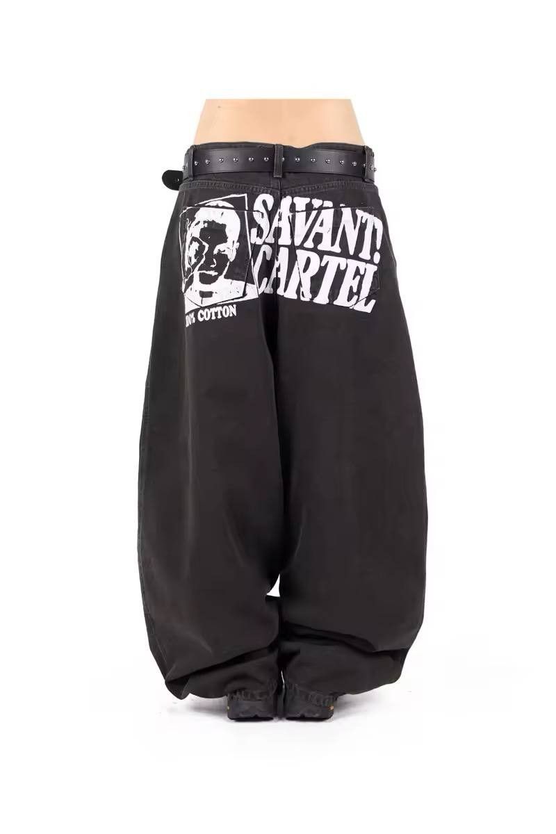 Japanese Brand × Vintage frayed vintage baggy jeans. Size US 35 - 3 Thumbnail