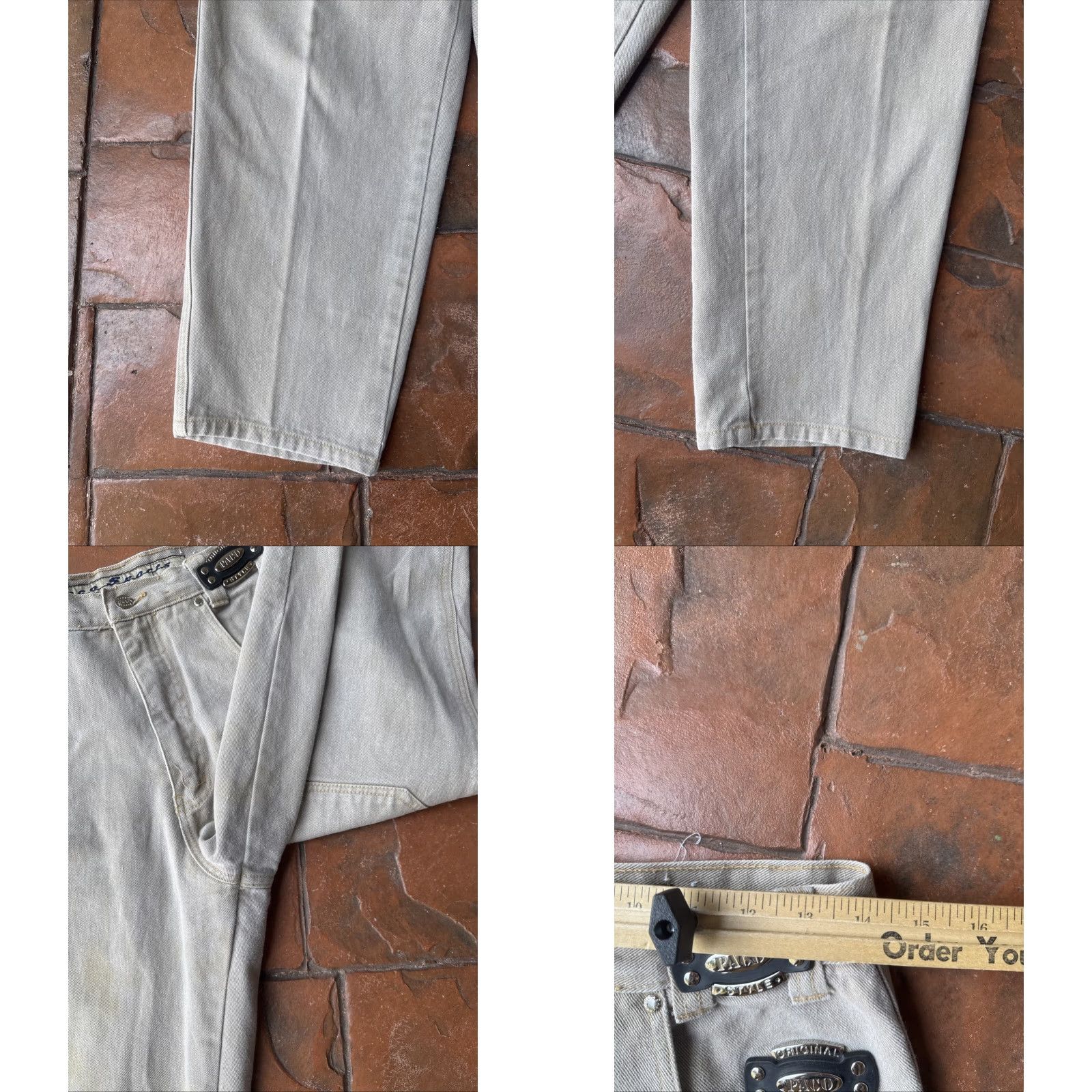 Vintage VINTAGE Paco Baggy Jeans Men 31x32 Hip Hop Skater Grunge Tapered Denim 31 Beige Cotton PACO Jeans Men Size US 31 - 9 Thumbnail