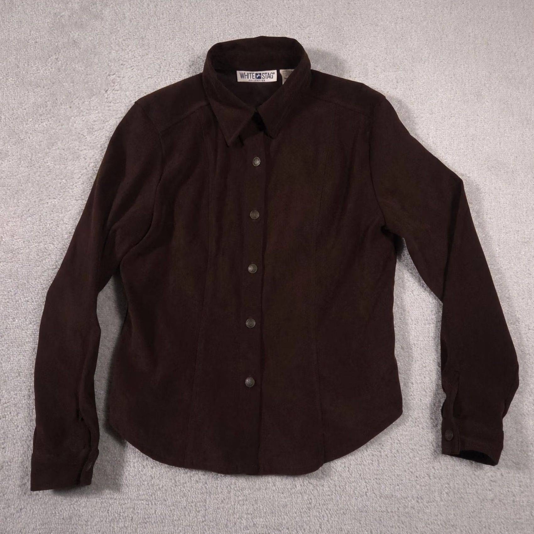 Vintage VINTAGE White Stag Jacket Womens M Brown Faux Suede Button Front Shirt Blazer Size M / US 6-8 / IT 42-44 - 2 Thumbnail